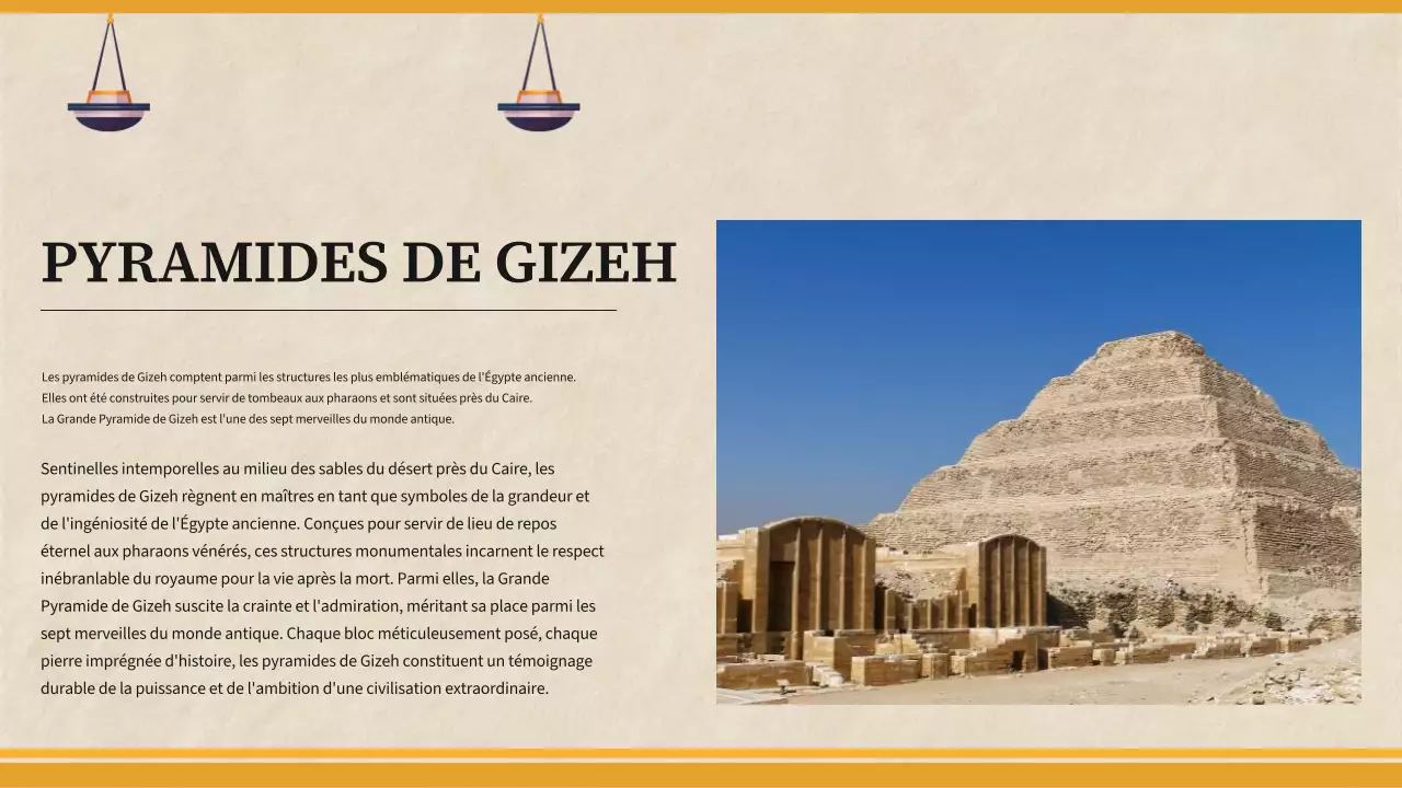 Matériel de classe pour l'histoire de l'Égypte ancienne simple et jaune