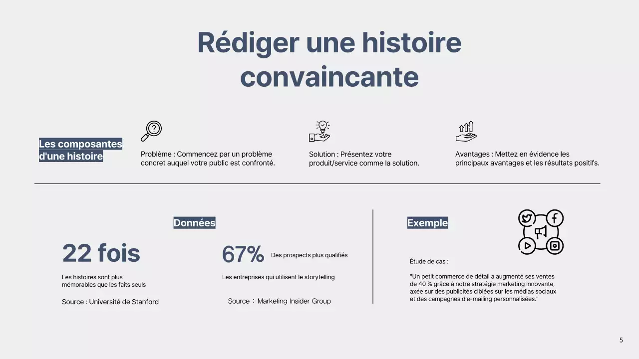 Proposition d'argumentaire commercial simple et gris