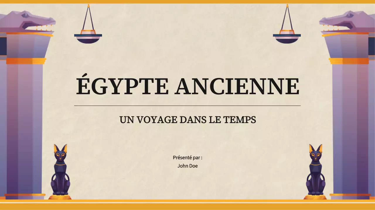 Matériel de classe pour l'histoire de l'Égypte ancienne simple et jaune