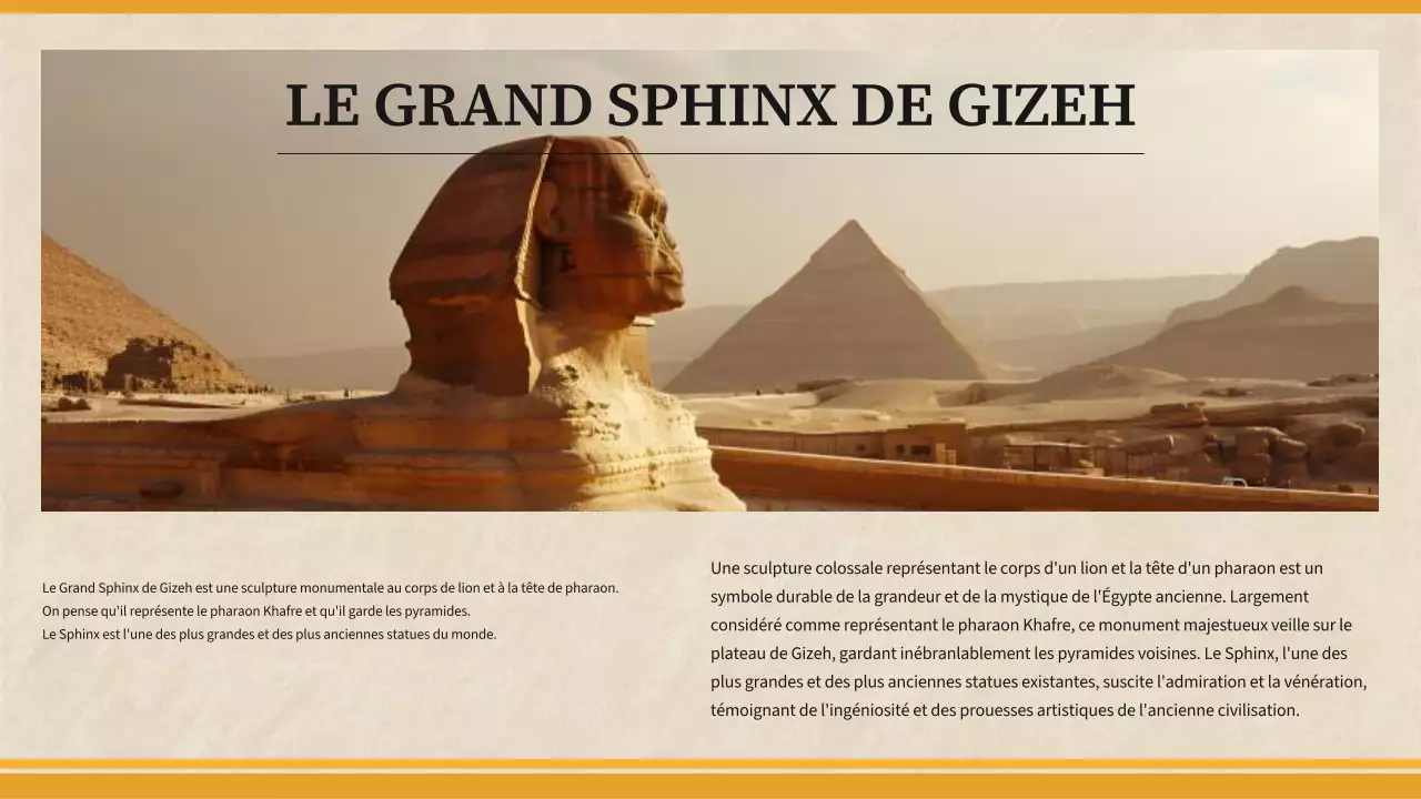 Matériel de classe pour l'histoire de l'Égypte ancienne simple et jaune