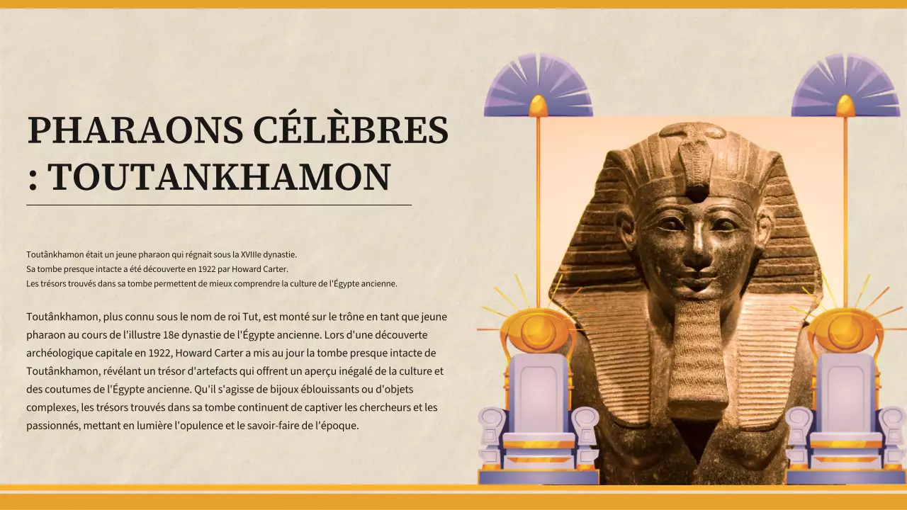 Matériel de classe pour l'histoire de l'Égypte ancienne simple et jaune