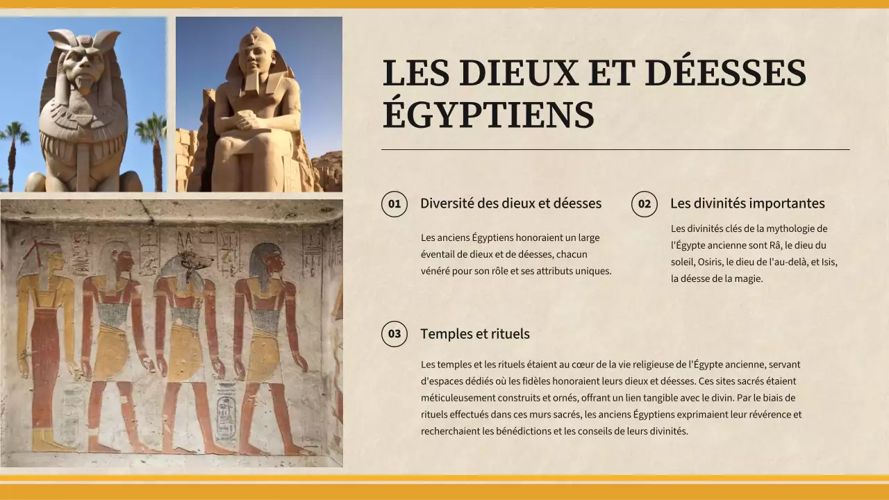 Matériel de classe pour l'histoire de l'Égypte ancienne simple et jaune