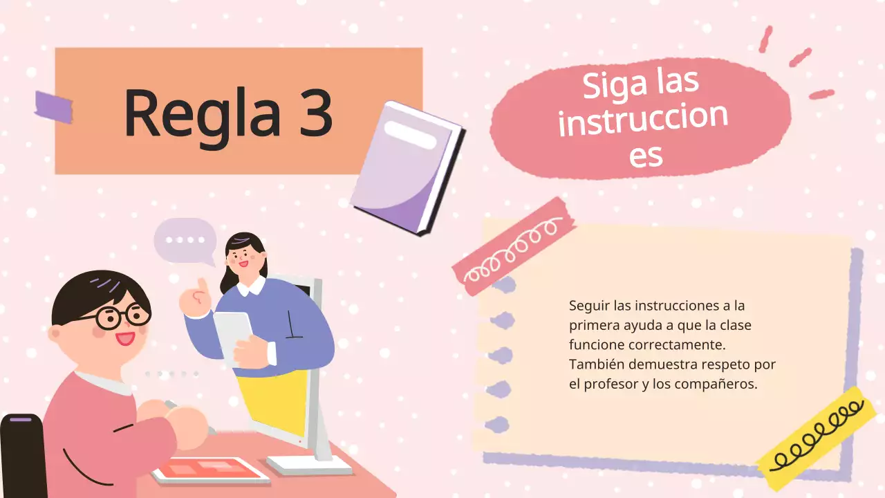 Lila morada Animación Reglas de clase Material de clase