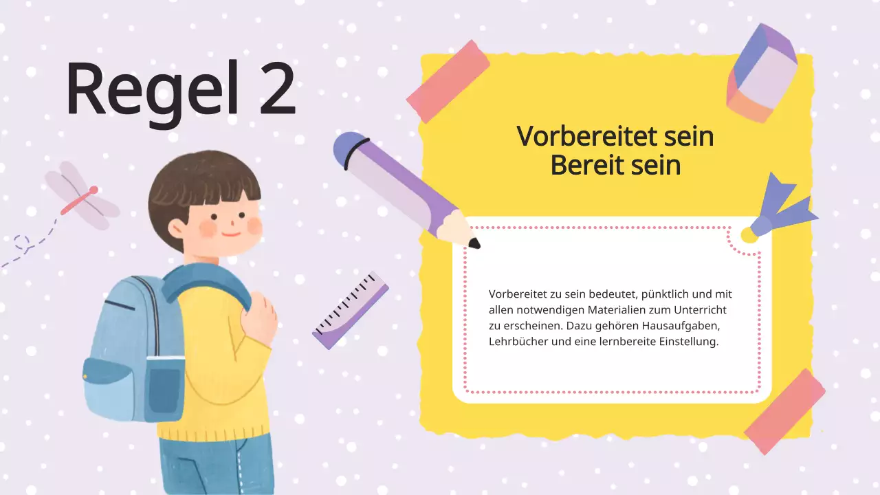 Lila Flieder Animation Klassenzimmer Regeln Klasse Material