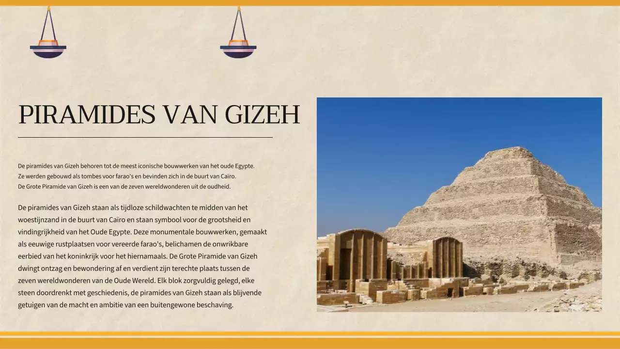 Gele eenvoudige geschiedenisles voor het oude Egypte