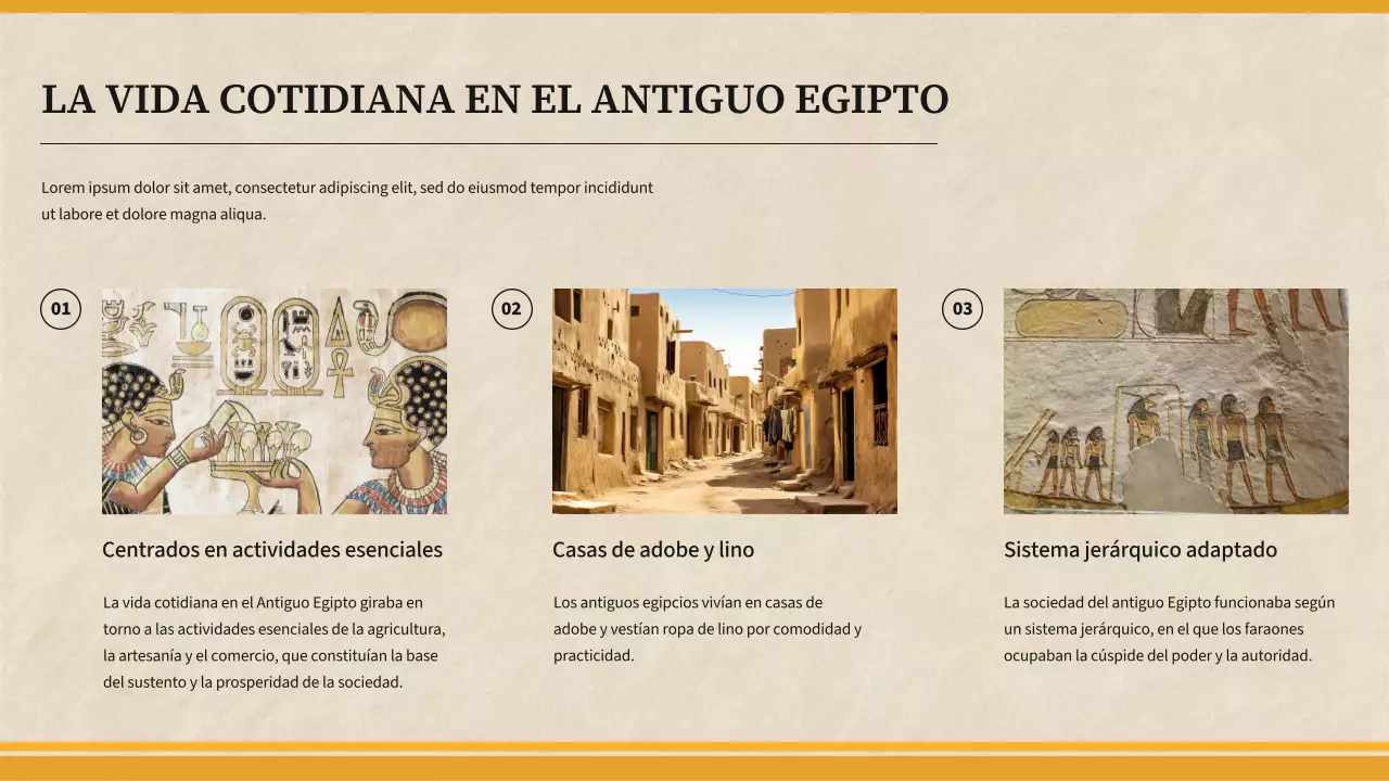 Material didáctico amarillo sencillo sobre el Antiguo Egipto