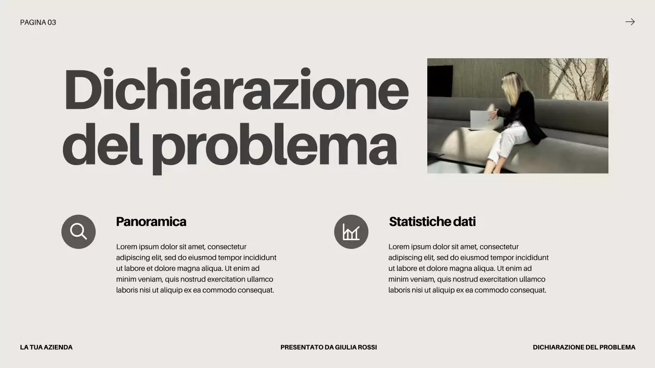 Proposta di lancio di un'impresa in grassetto nero