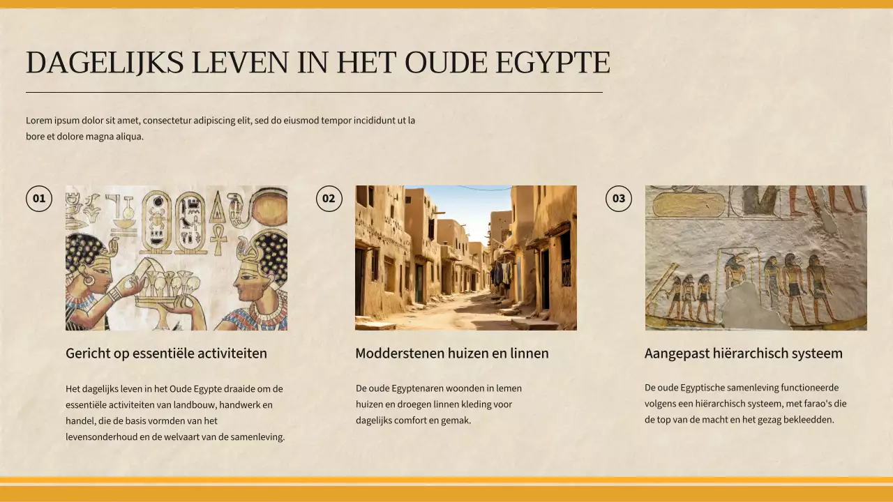 Gele eenvoudige geschiedenisles voor het oude Egypte
