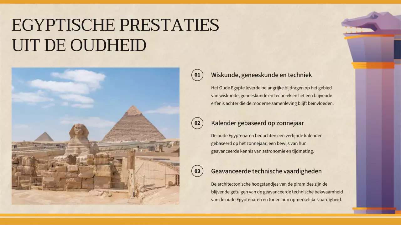 Gele eenvoudige geschiedenisles voor het oude Egypte