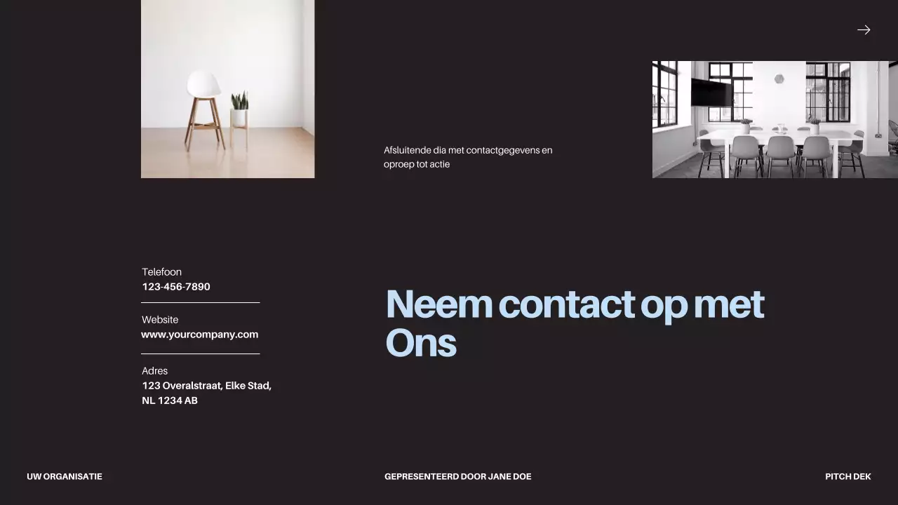 Black Bold Business Startup Pitch Deck Voorstel