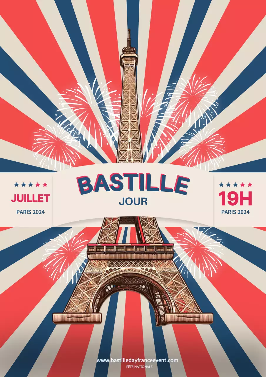 Célébration du jour de la Bastille en bleu blanc rouge