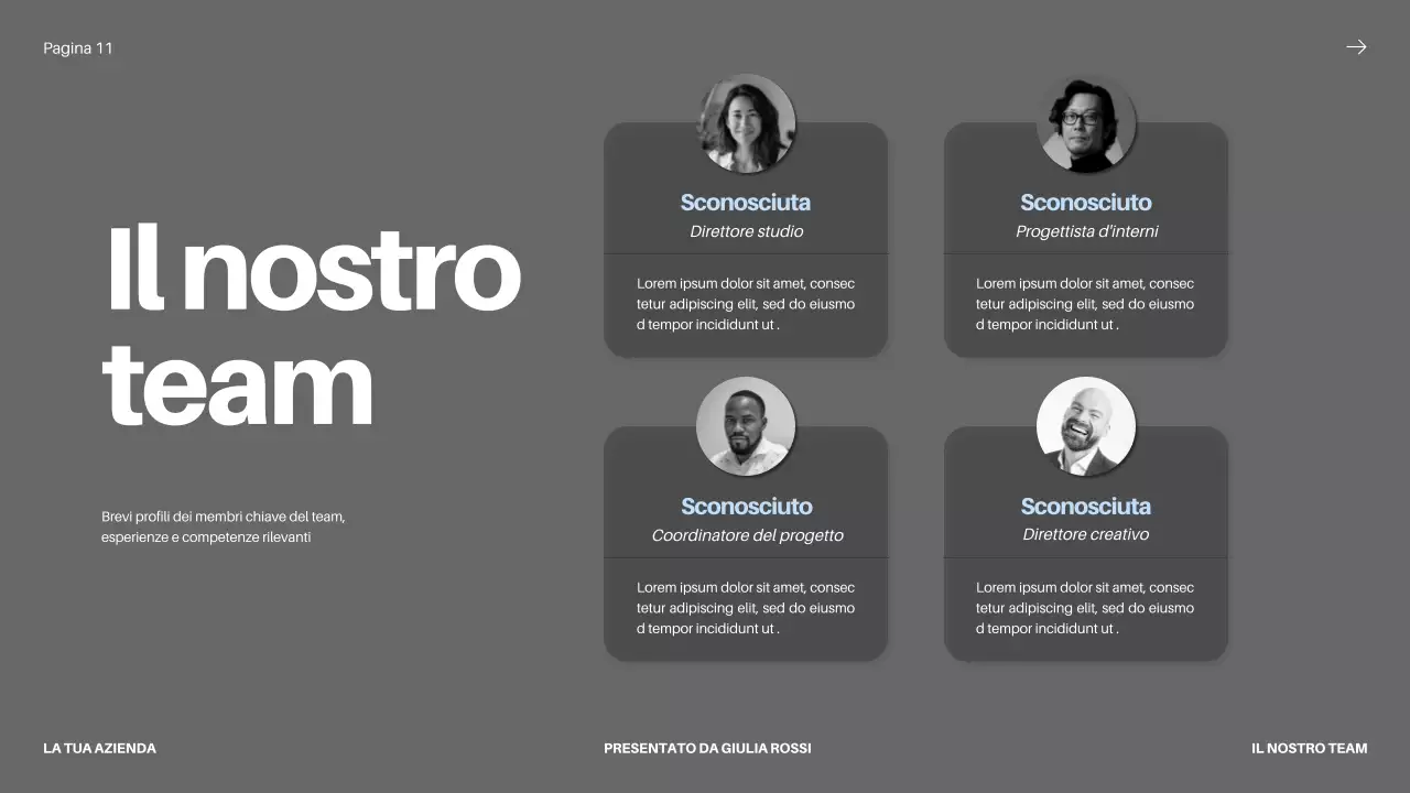 Proposta di lancio di un'impresa in grassetto nero