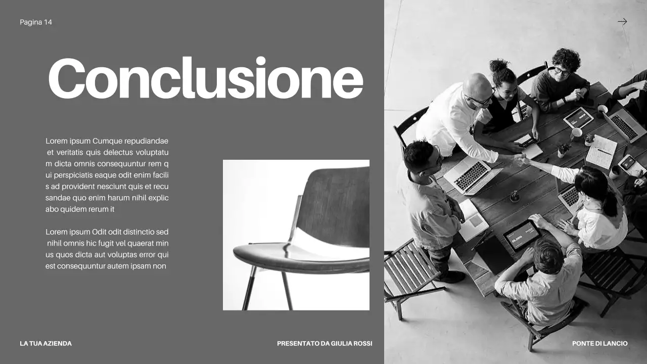 Proposta di lancio di un'impresa in grassetto nero