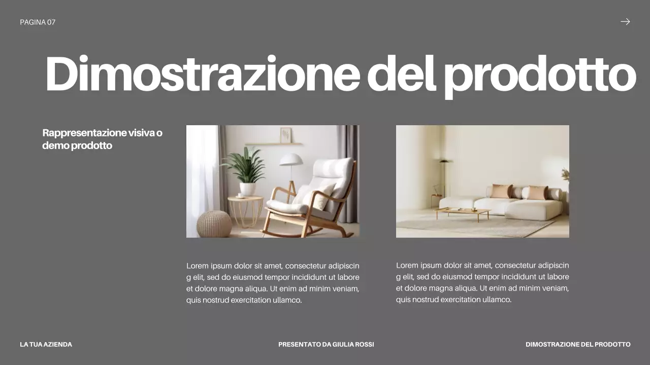 Proposta di lancio di un'impresa in grassetto nero