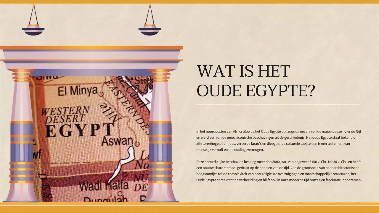 Gele eenvoudige geschiedenisles voor het oude Egypte