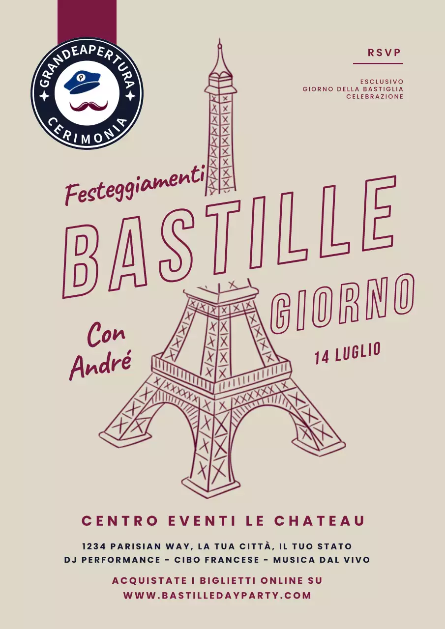 Cream Simple Bastille Day Grand Opening Flyer