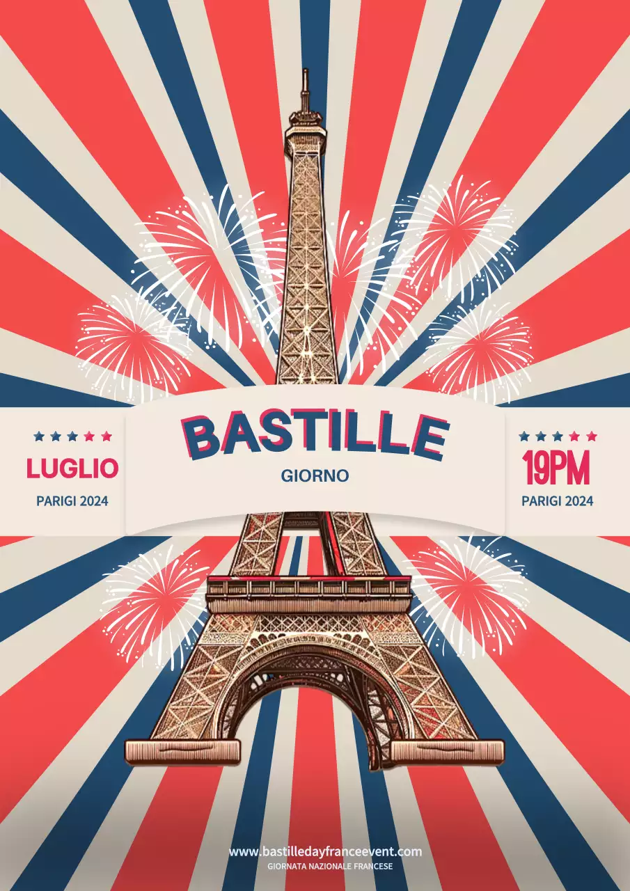 Celebrazione della Giornata della Bastiglia in blu, bianco e rosso
