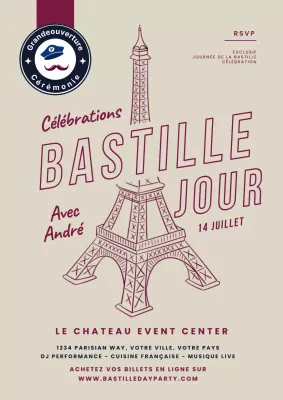 Cream Simple Bastille Day Grand Opening Flyer