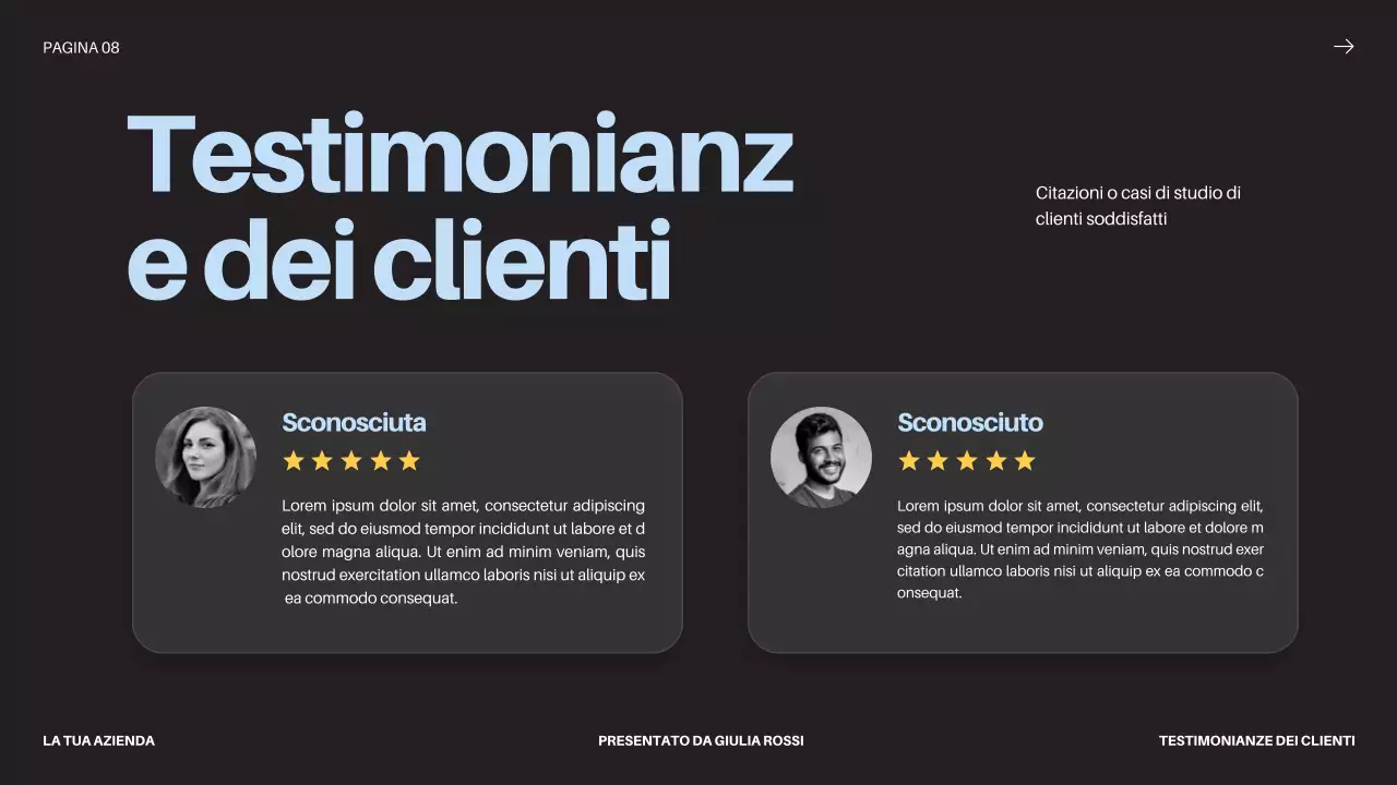 Proposta di lancio di un'impresa in grassetto nero