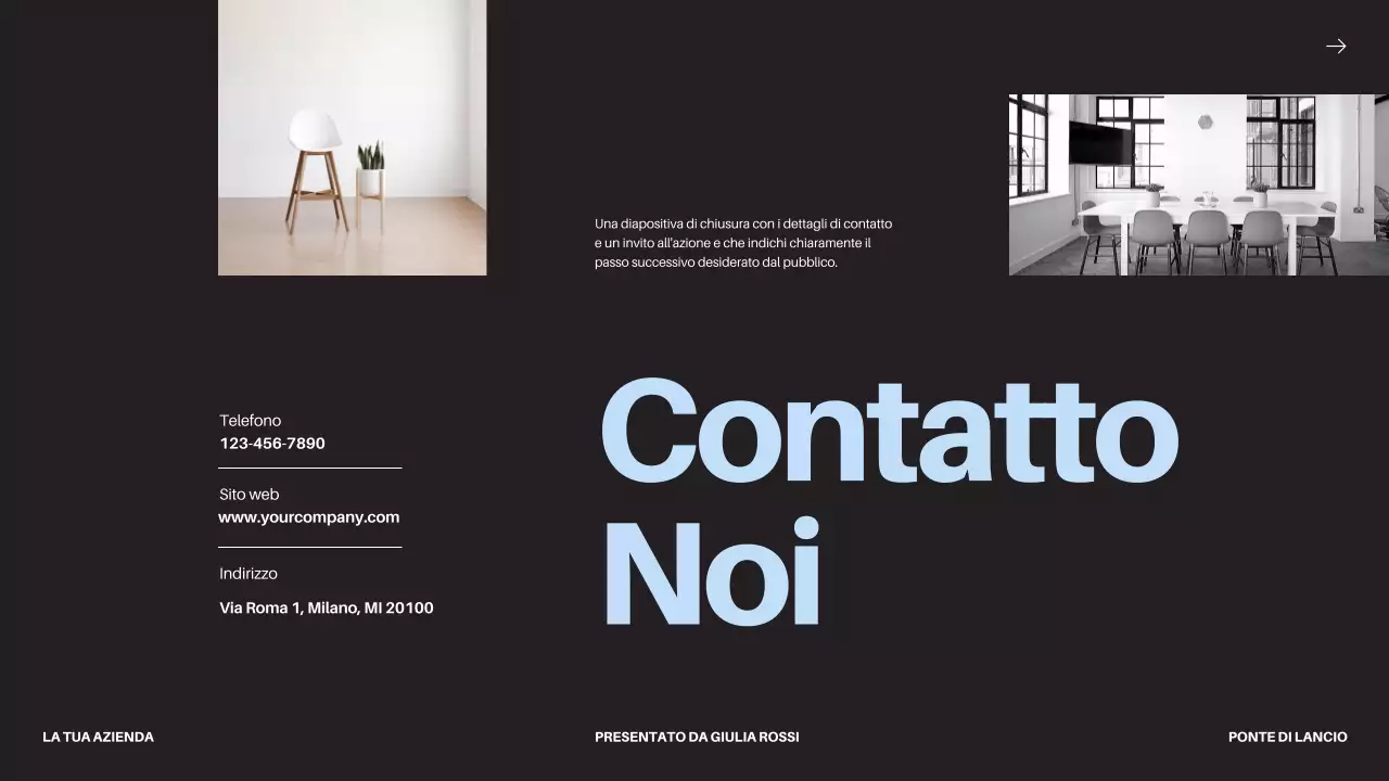 Proposta di lancio di un'impresa in grassetto nero