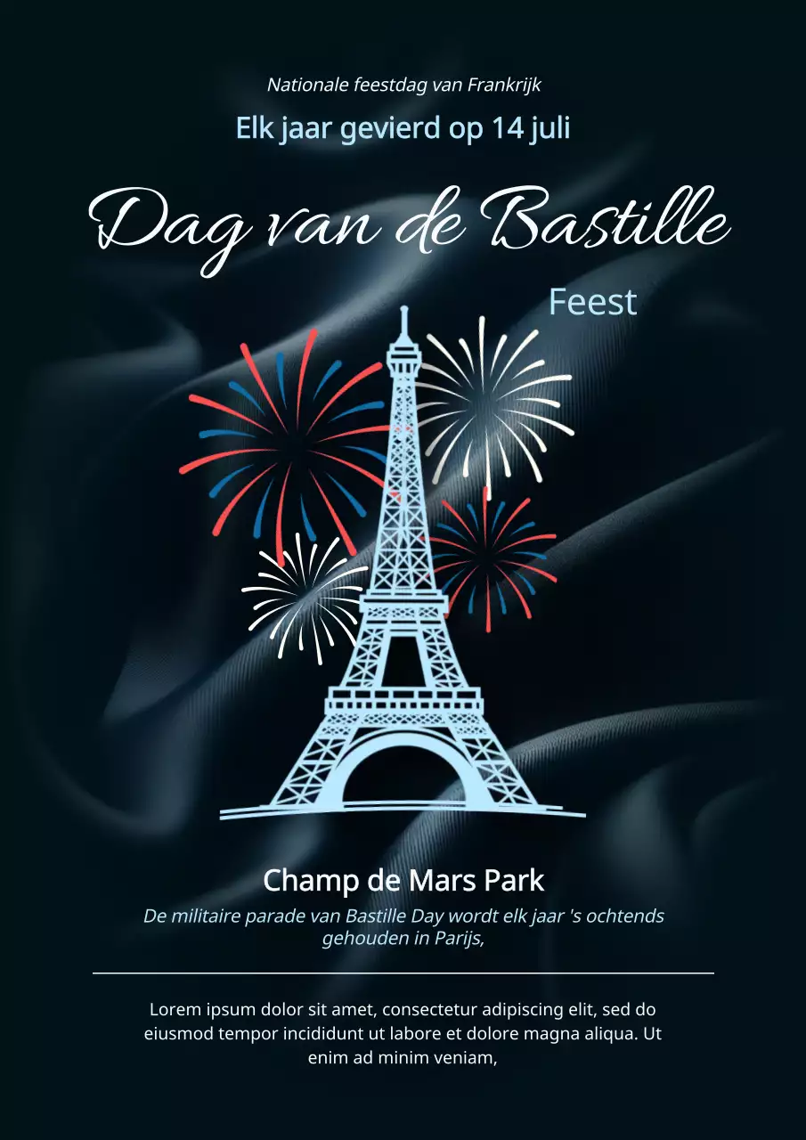 Blauw Wit Rood Eenvoudig vuurwerk voor Bastille Day