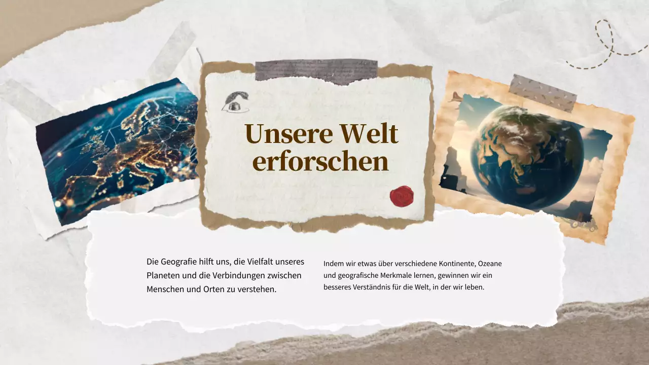 Braunes Elfenbein Klassisches Weltgeographie Unterrichtsmaterial