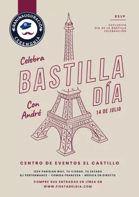 Crema Simple Volante de inauguración del Día de la Bastilla