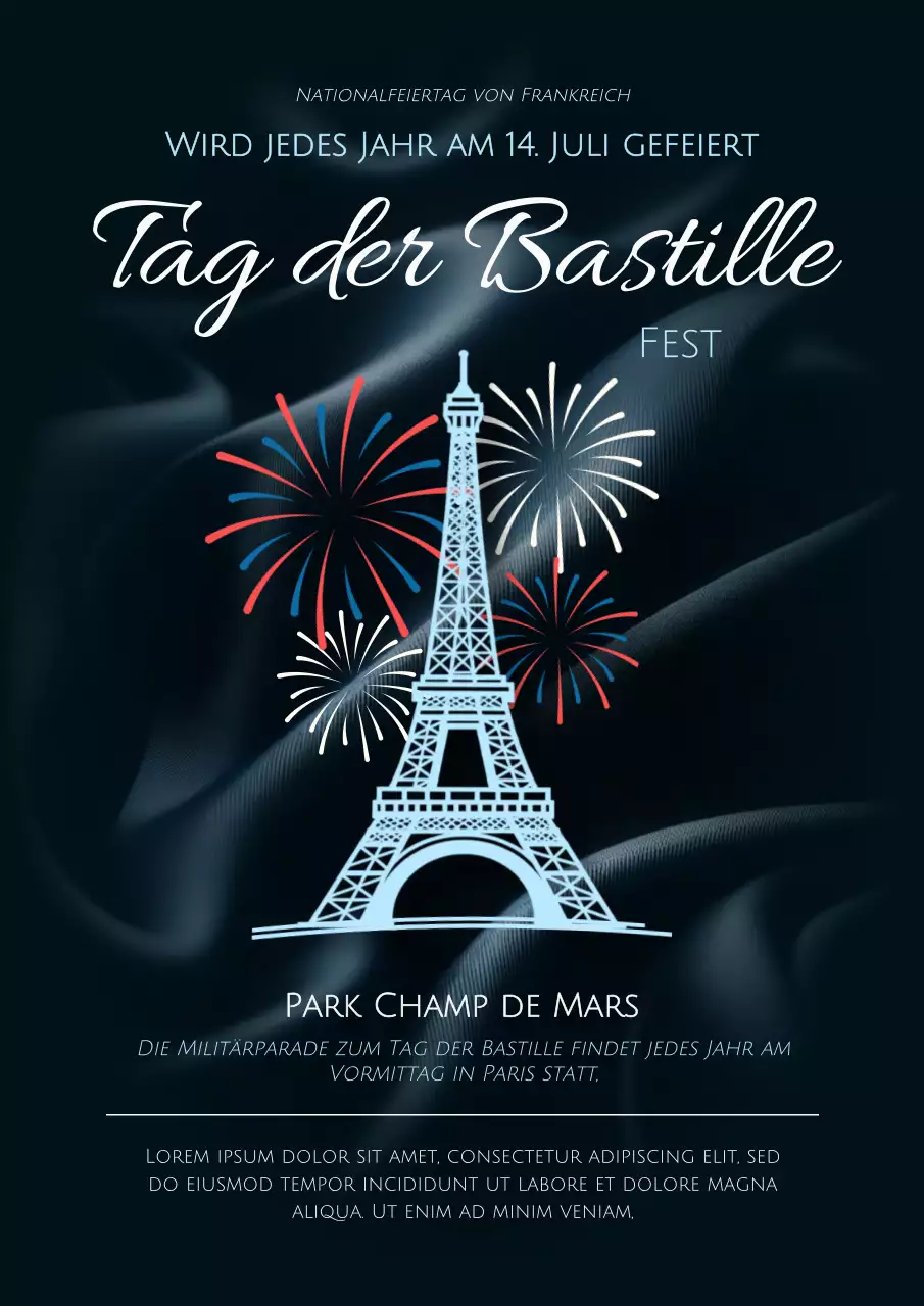 Blau Weiß Rot Einfaches Feuerwerk zum Bastille Day