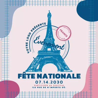 Modèle vintage post instagram Fête de la Bastille