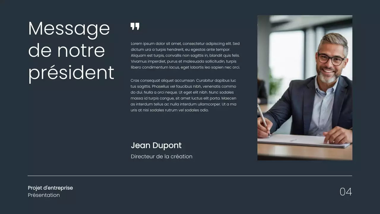 Proposition de projet d'entreprise simple et minimale