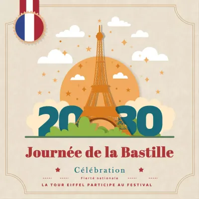 Beige Template post for instagram Bastille Day.