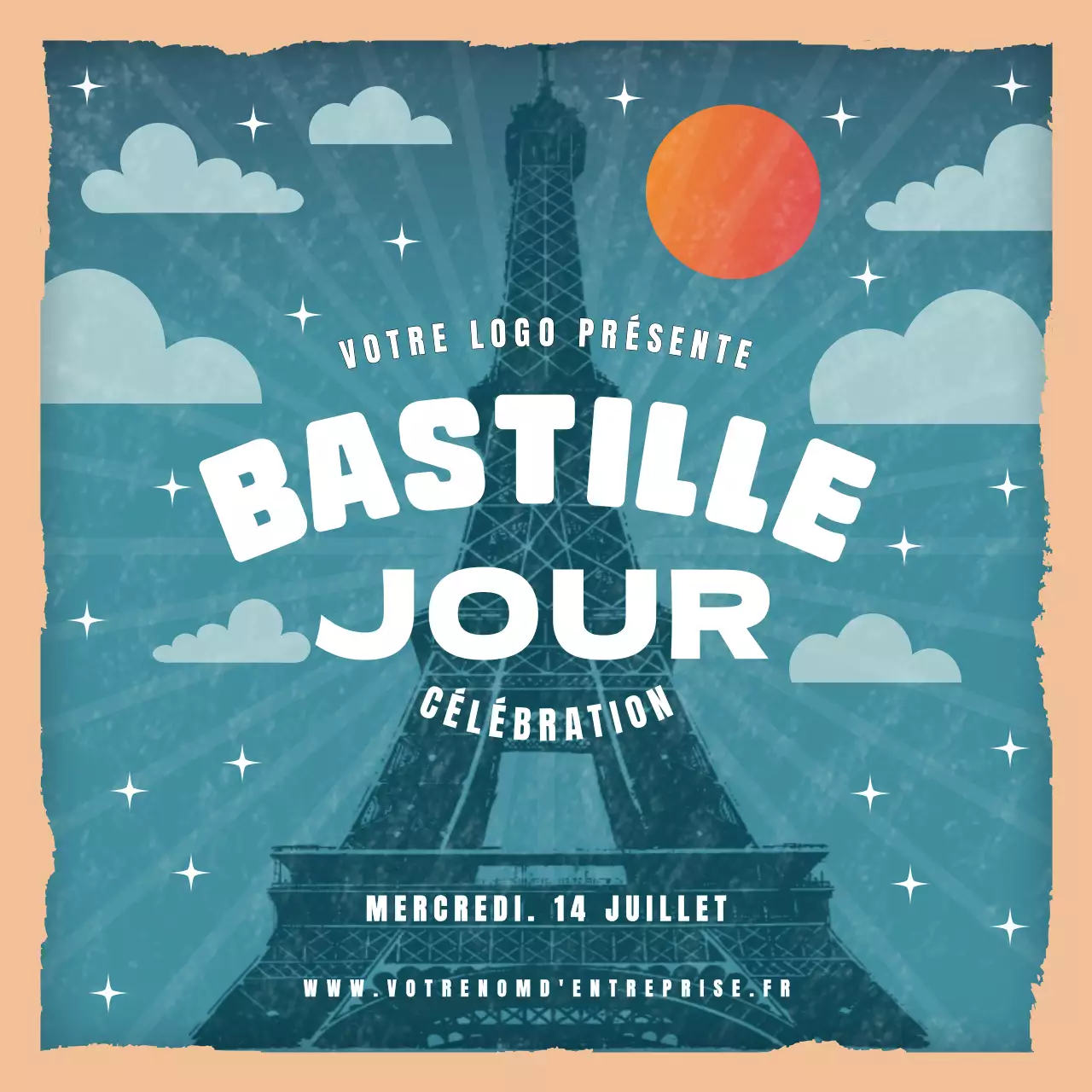Modèle d'illustration bleue après le jour de la Bastille