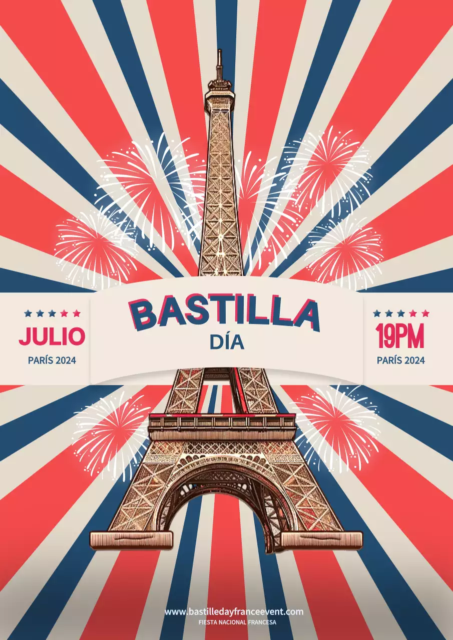 Fiesta azul, blanca y roja del Día de la Bastilla