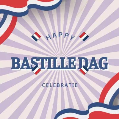 Rood Blauw en Paars Retro Viering van Bastille Day