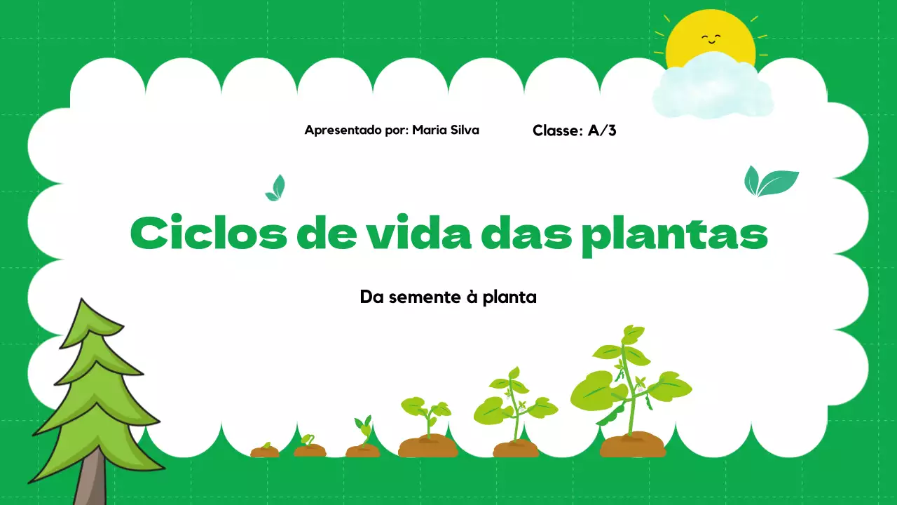 Planície verde Ciclos de vida das plantas Material de aula