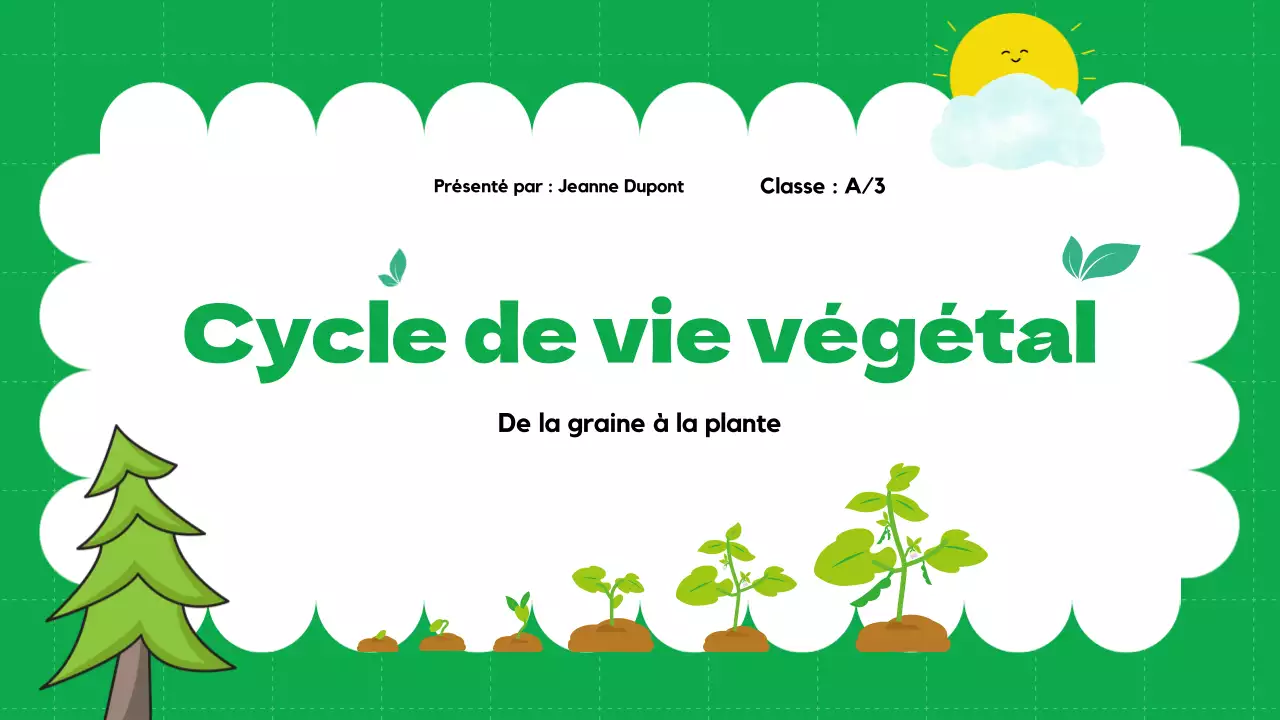 Plaine verte Cycles de vie des plantes Matériel de classe
