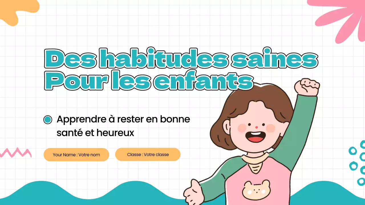 Matériel de cours sur les habitudes saines vertes, bleues et modernes