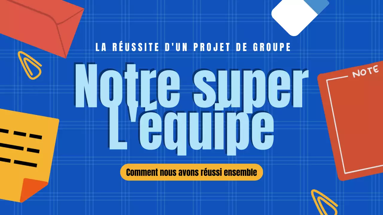 Matériel d'étude du projet du groupe d'animation bleue