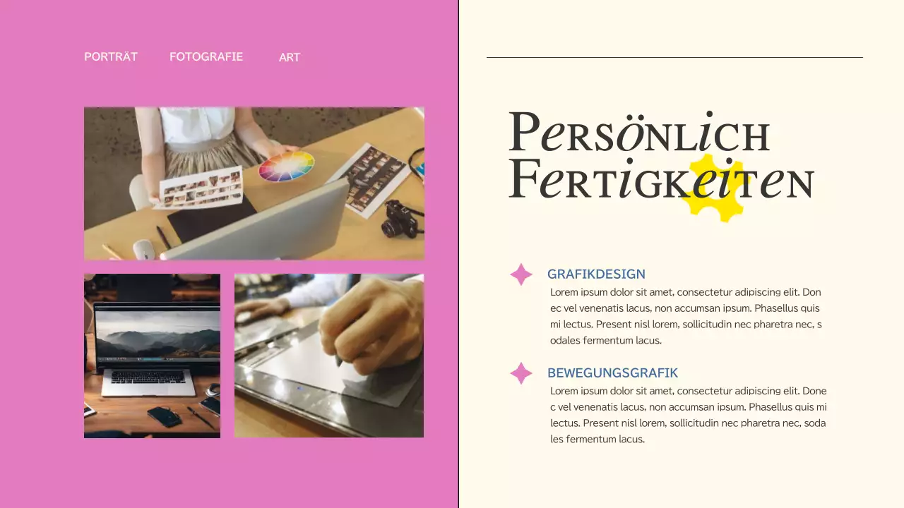 Rosa und blauer Trend Kreativ-Portfolio