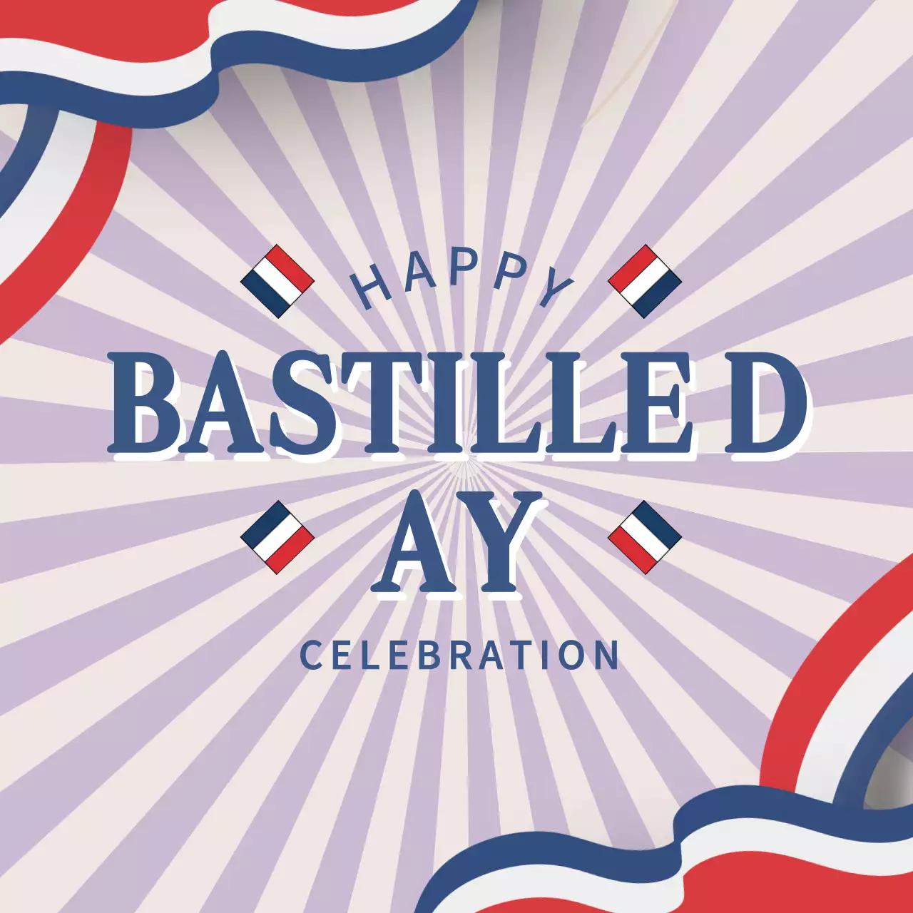 Rot-Blau-Lila Retro-Bastille-Tag-Feier