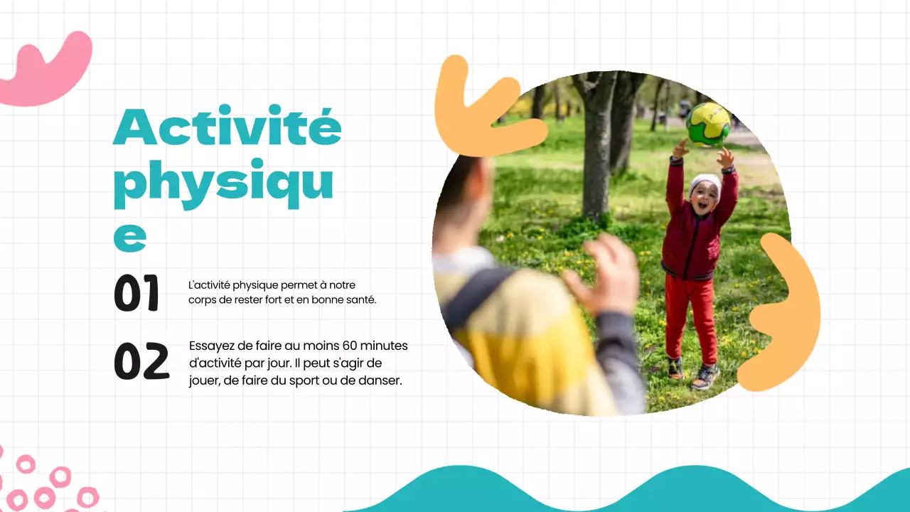 Matériel de cours sur les habitudes saines vertes, bleues et modernes