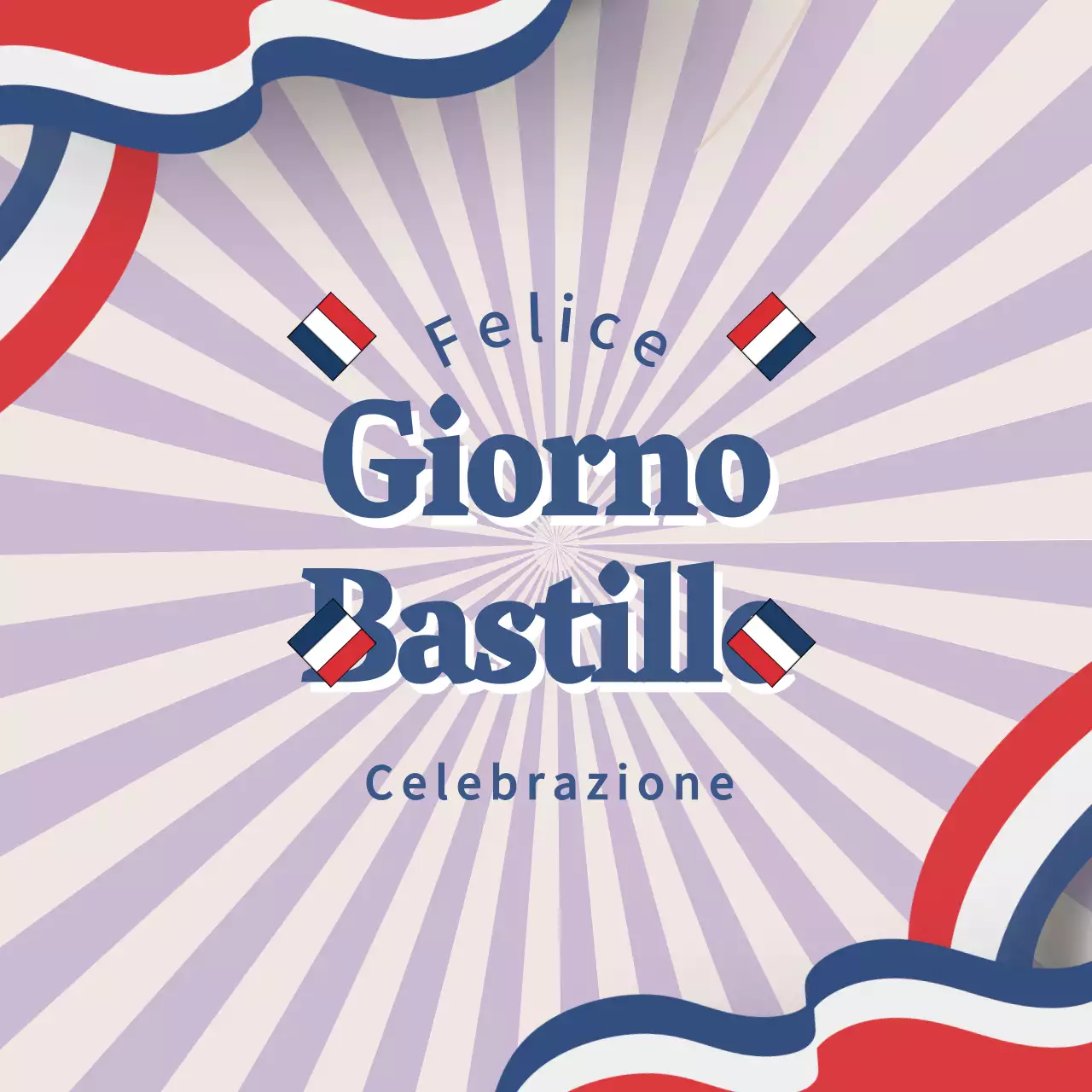 Festa della Bastiglia retrò in rosso, blu e viola