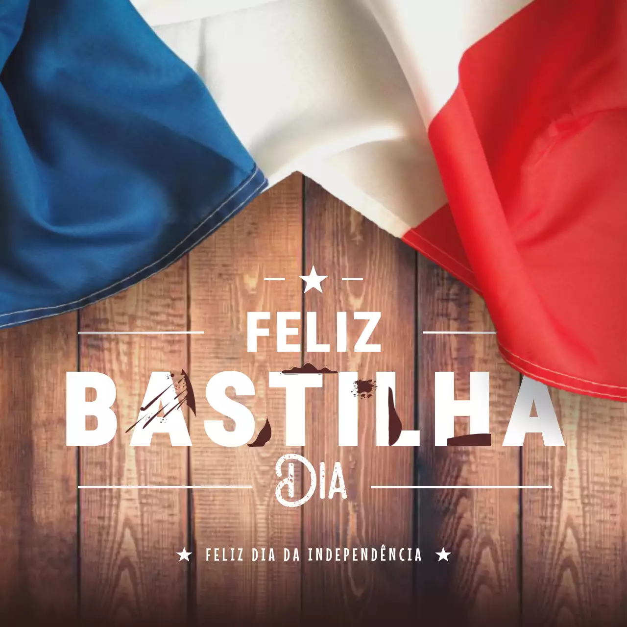 Vermelho e branco Moderno Feliz Dia da Bastilha Publicidade