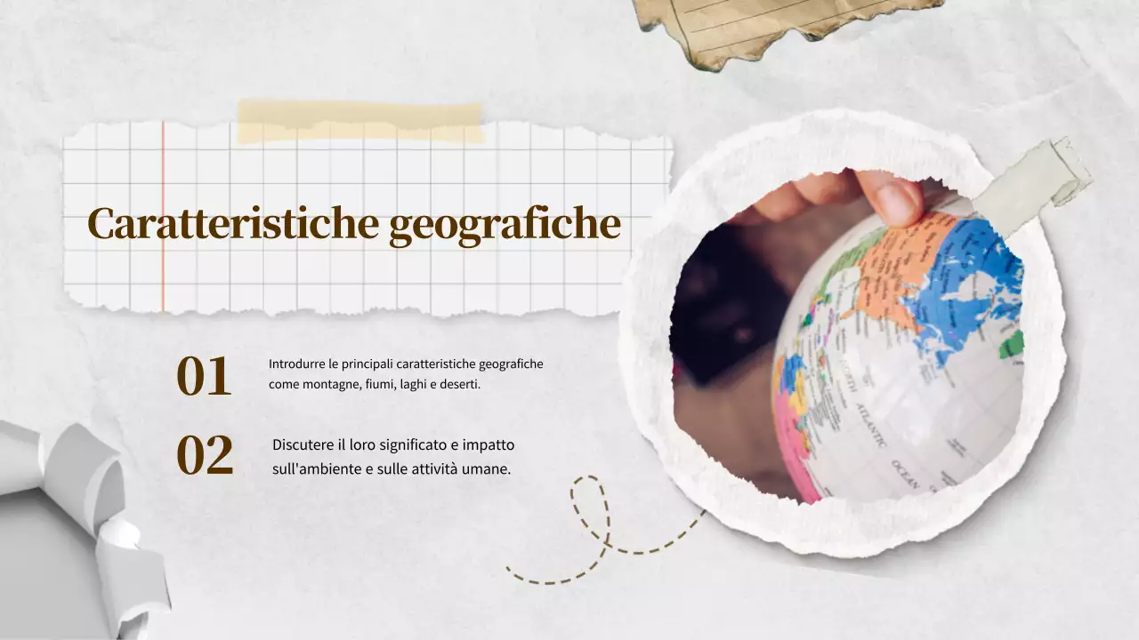 Materiale di classe per la geografia mondiale classica marrone avorio