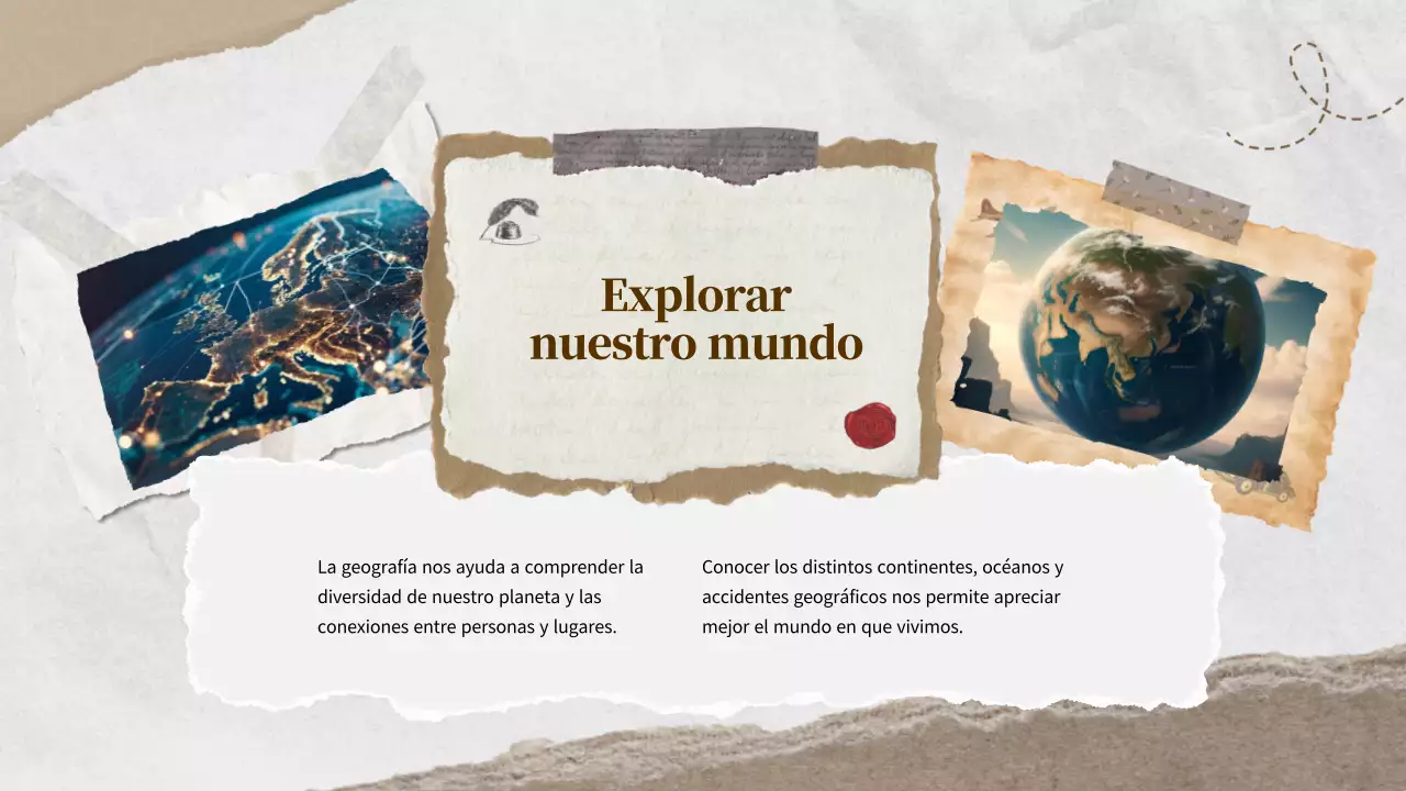 Marrón Marfil Clásico Material de clase de Geografía Mundial