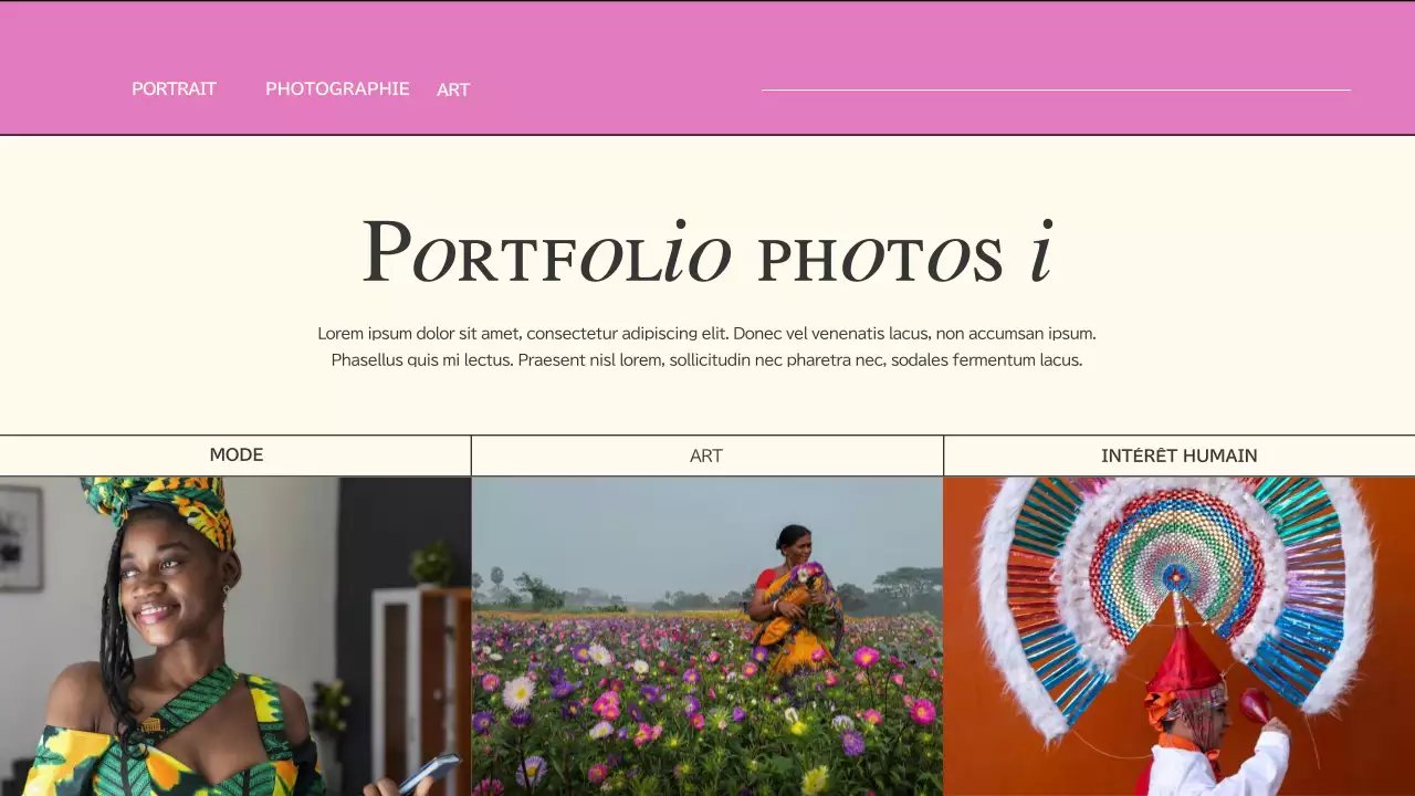 Portefeuille de création sur les tendances roses et bleues