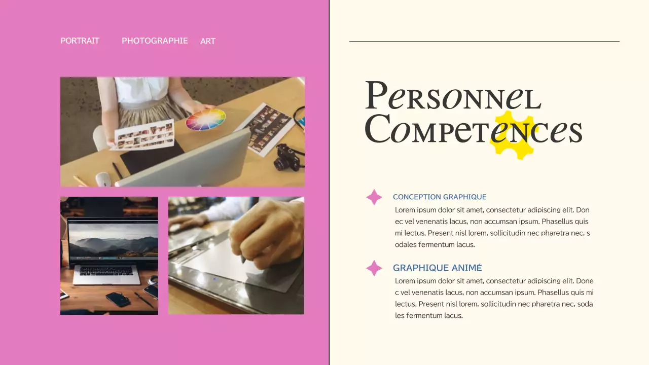 Portefeuille de création sur les tendances roses et bleues