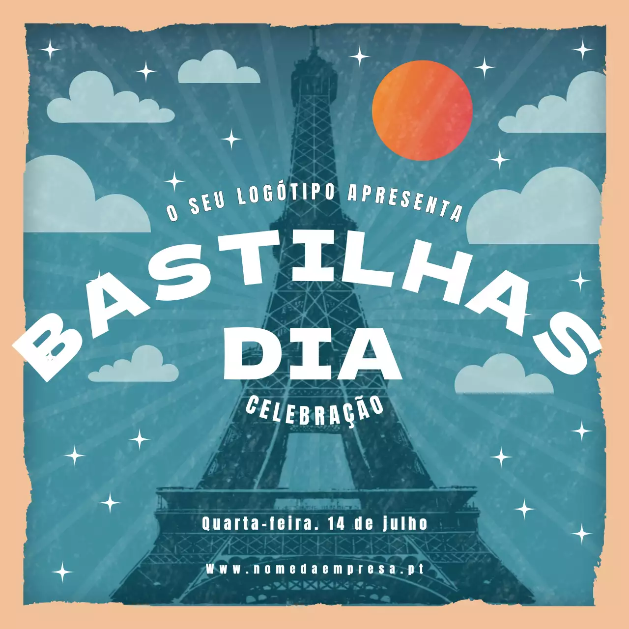 Modelo de ilustração azul para o Dia da Bastilha