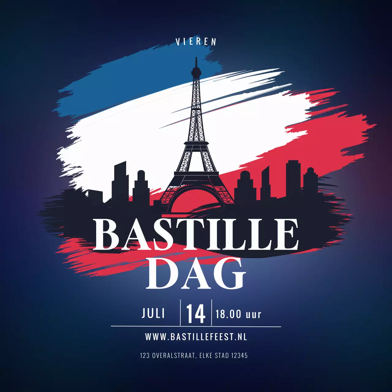 Rood en blauw moderne viering van Bastille Day