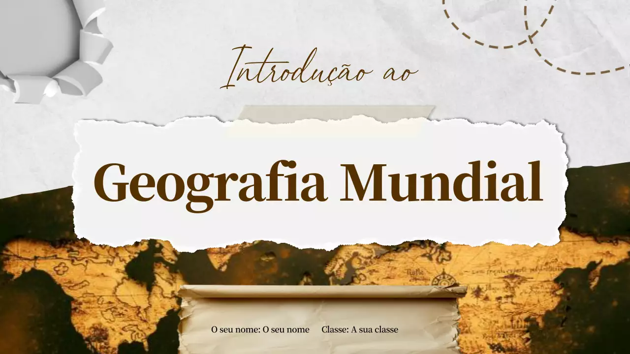 Castanho Marfim Clássico Material de aula de Geografia Mundial